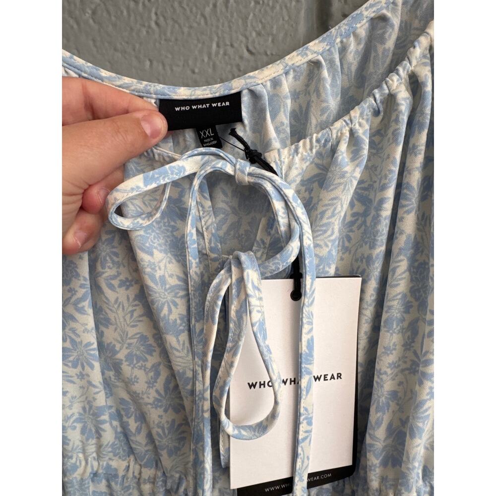 NWT Who What Wear Sky Blue Floral Puff Sleeve Midi Dress sz XXL Coquette Floral - Picture 4 of 5